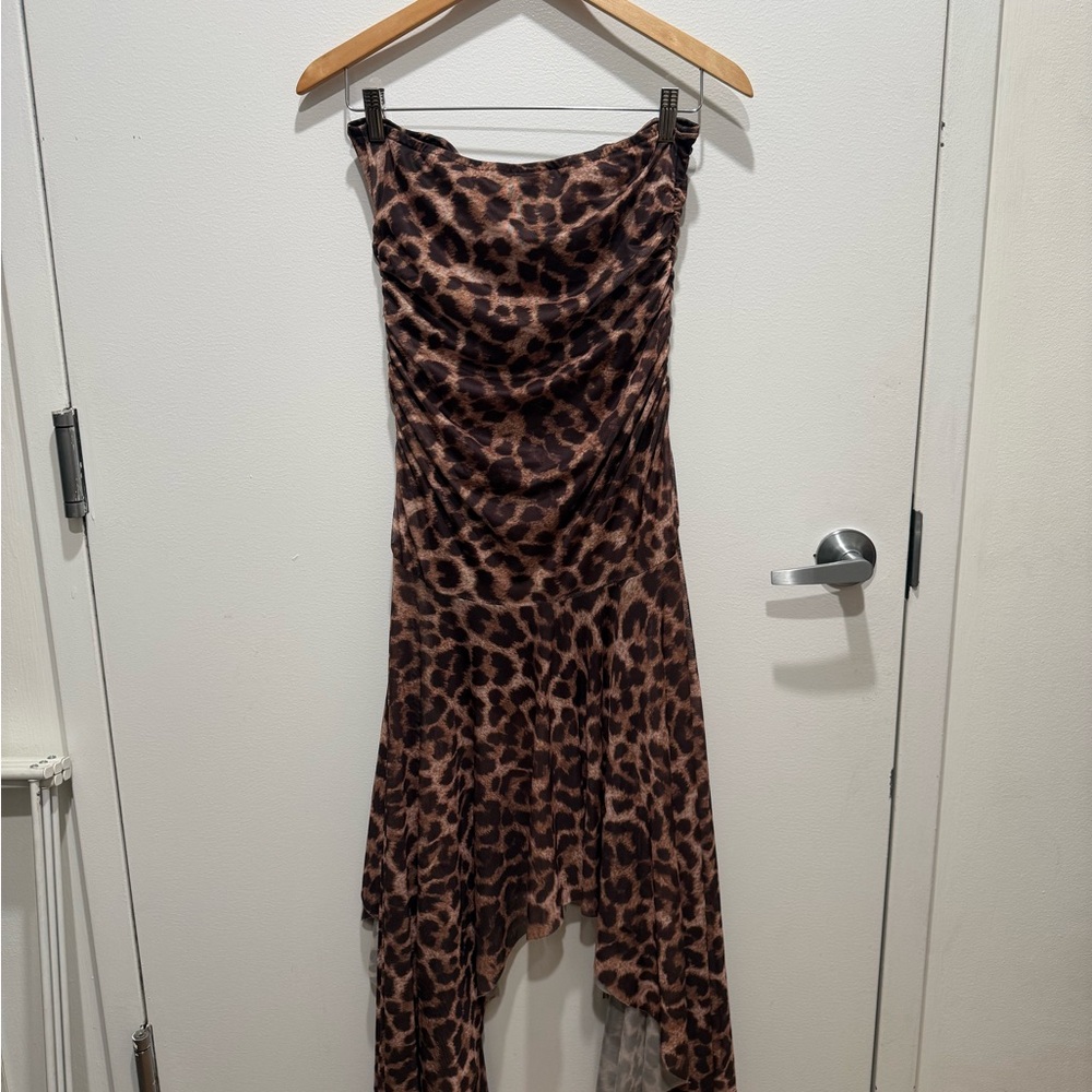 Leopard Print Strapless Dress